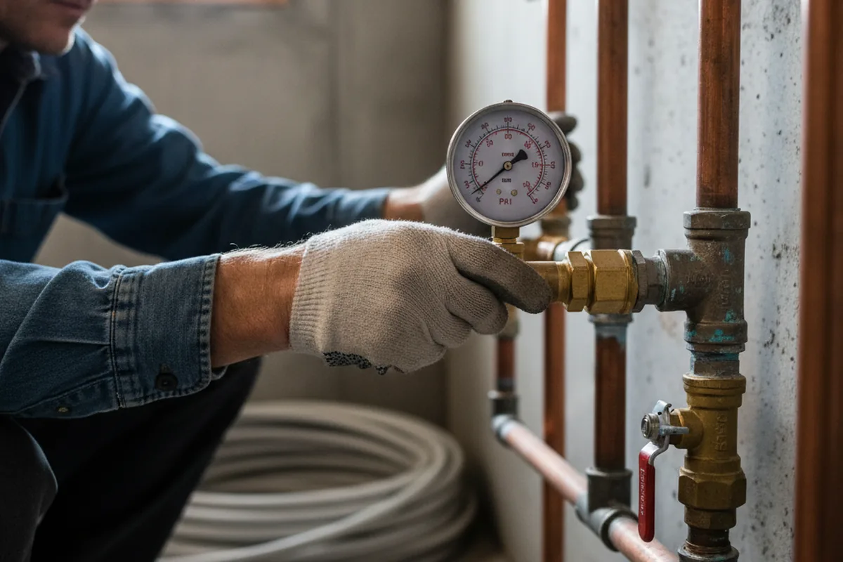 Pressure testing a repaired line during Water Line Repair in Hungerford