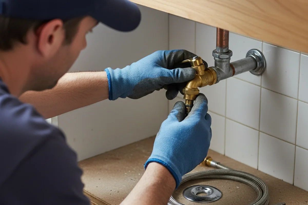 Shutoff valve and fitting work during Faucet and Fixture Repair in Hungerford